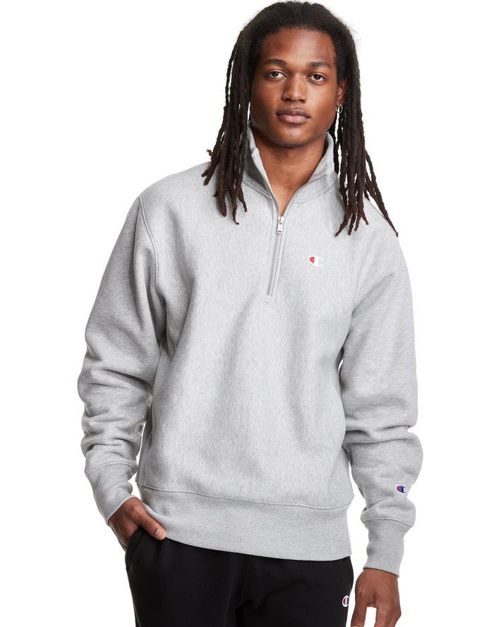 Champion Sweatshirt Heren - Grijs - Reverse Weave 1/4 Zip Embroidered C Logo ( 542093-GKD )